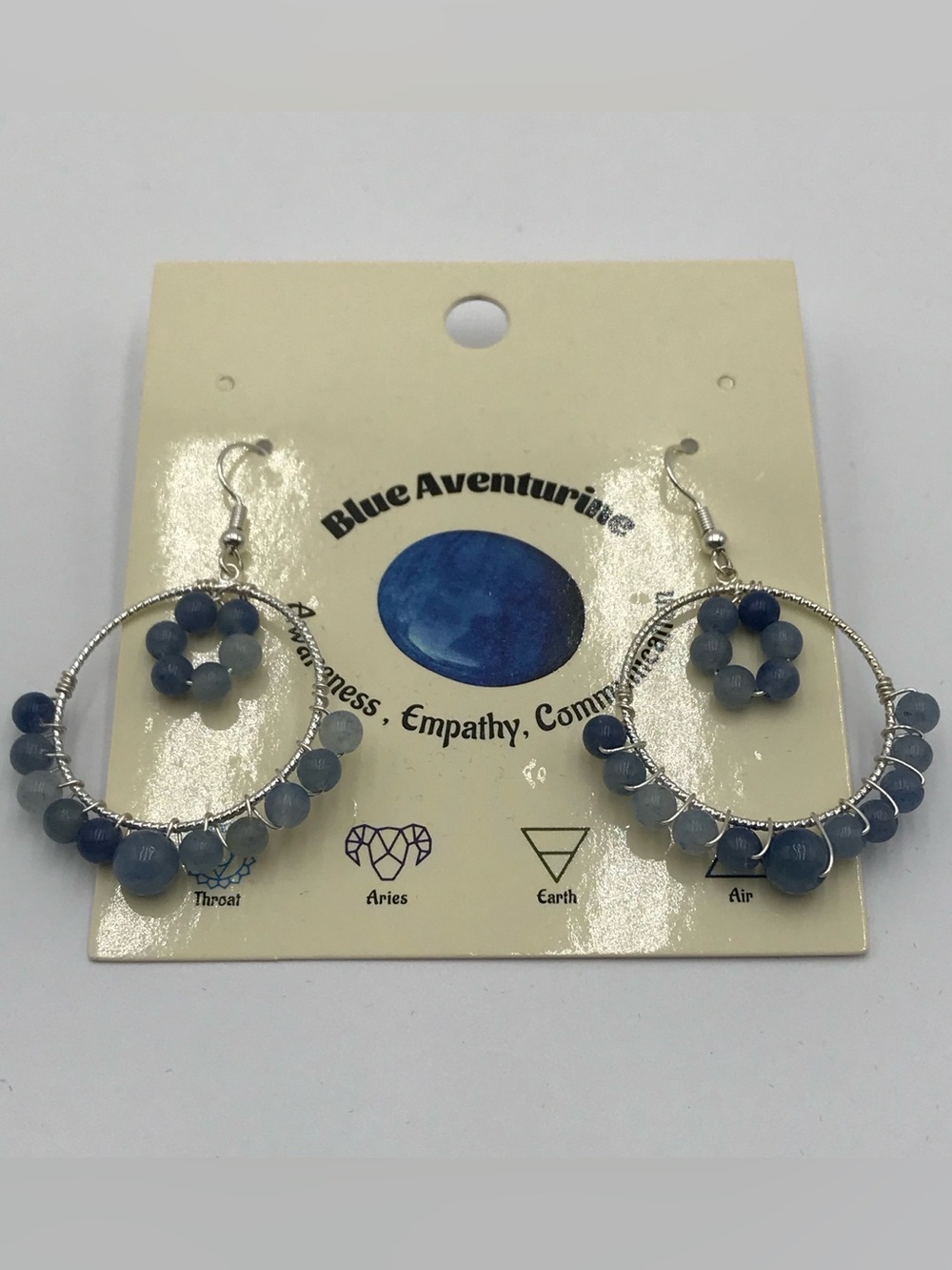 BN Blue Aventurine Beaded Hoop Earrings